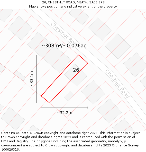 26, CHESTNUT ROAD, NEATH, SA11 3PB: Plot and title map