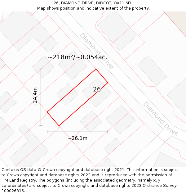 26, DIAMOND DRIVE, DIDCOT, OX11 6FH: Plot and title map