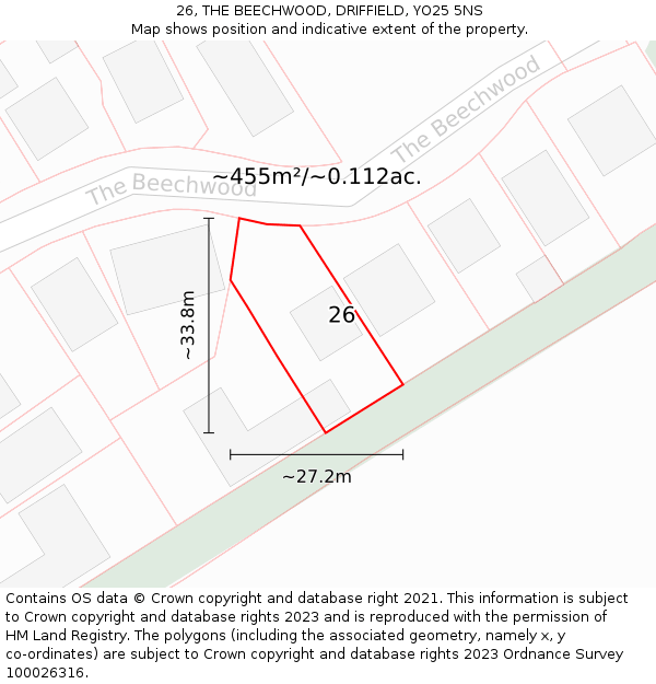 26, THE BEECHWOOD, DRIFFIELD, YO25 5NS: Plot and title map
