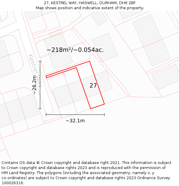 27, KESTREL WAY, HASWELL, DURHAM, DH6 2BF: Plot and title map