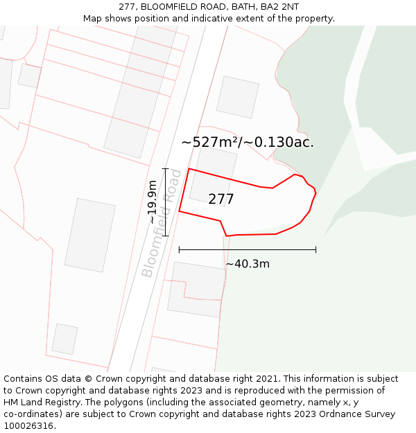 277, BLOOMFIELD ROAD, BATH, BA2 2NT: Plot and title map