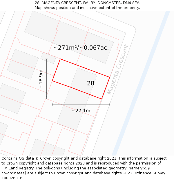 28, MAGENTA CRESCENT, BALBY, DONCASTER, DN4 8EA: Plot and title map