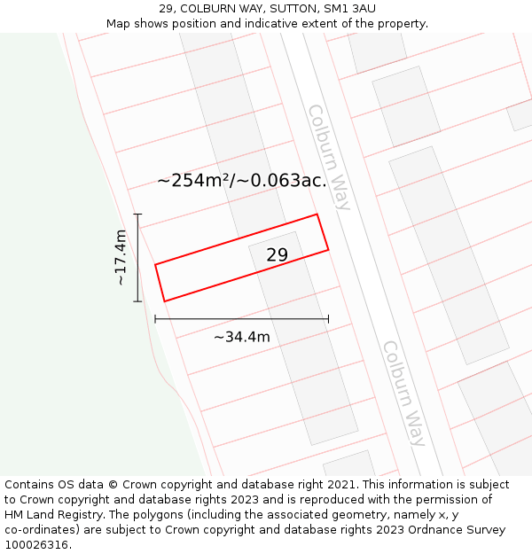 29, COLBURN WAY, SUTTON, SM1 3AU: Plot and title map