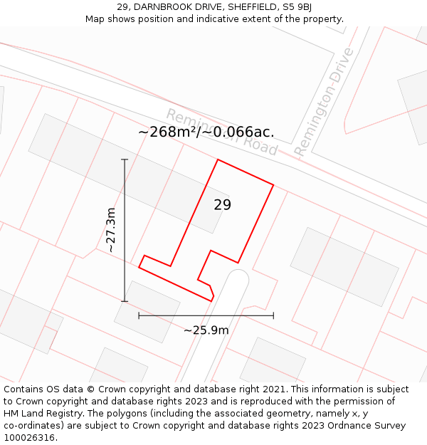 29, DARNBROOK DRIVE, SHEFFIELD, S5 9BJ: Plot and title map