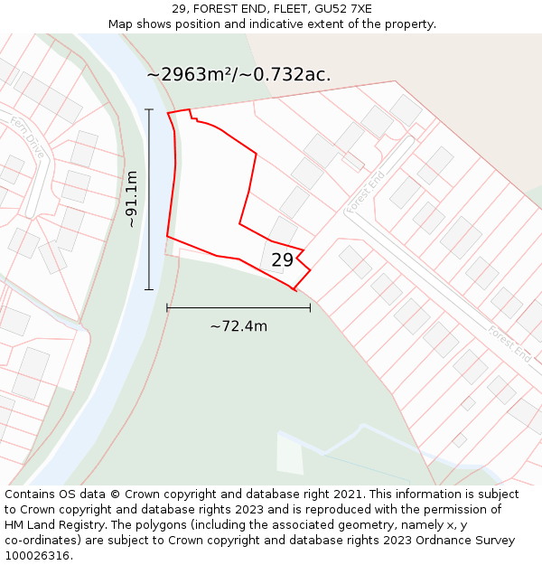 29, FOREST END, FLEET, GU52 7XE: Plot and title map