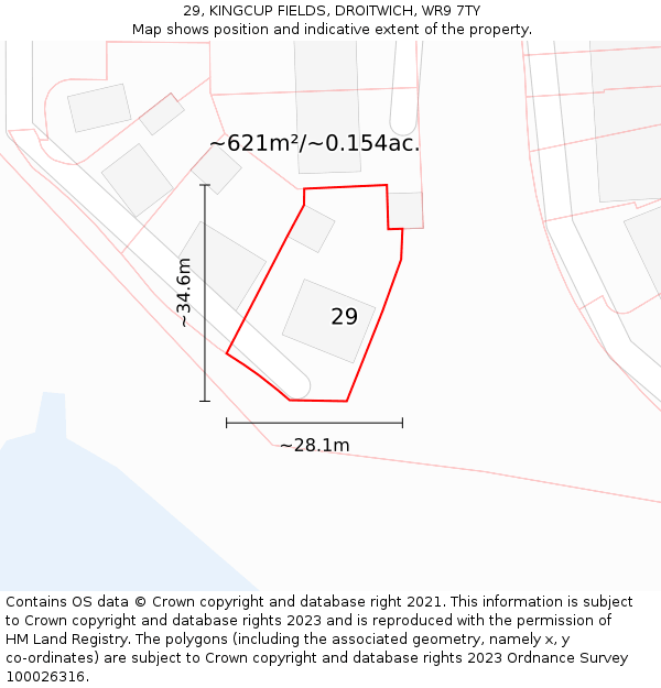 29, KINGCUP FIELDS, DROITWICH, WR9 7TY: Plot and title map