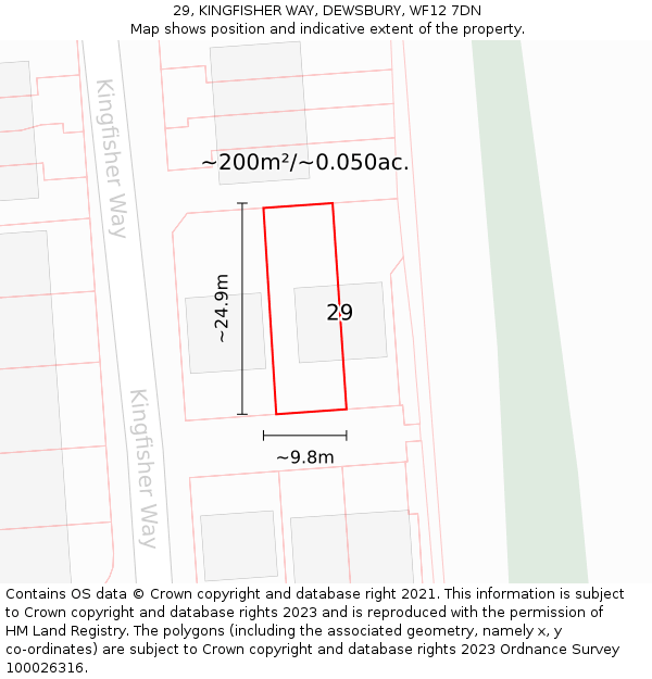 29, KINGFISHER WAY, DEWSBURY, WF12 7DN: Plot and title map