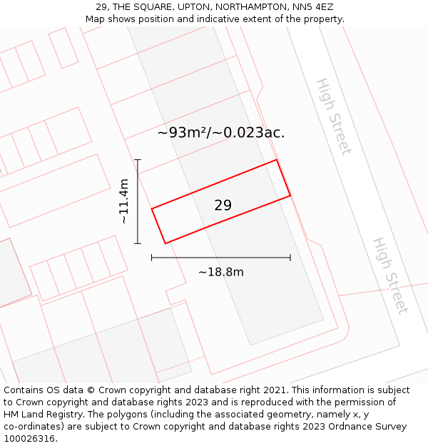29, THE SQUARE, UPTON, NORTHAMPTON, NN5 4EZ: Plot and title map