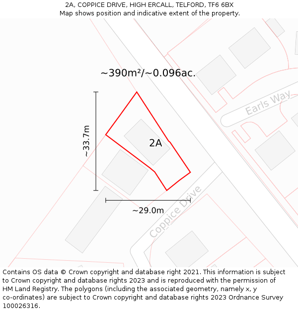 2A, COPPICE DRIVE, HIGH ERCALL, TELFORD, TF6 6BX: Plot and title map