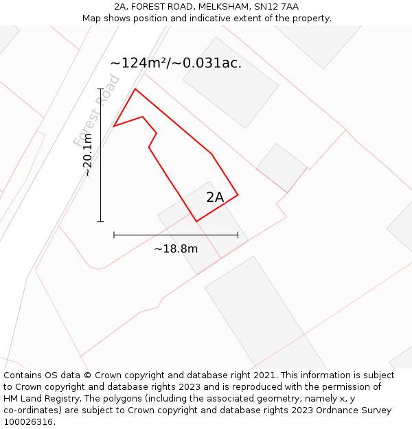 2A, FOREST ROAD, MELKSHAM, SN12 7AA: Plot and title map