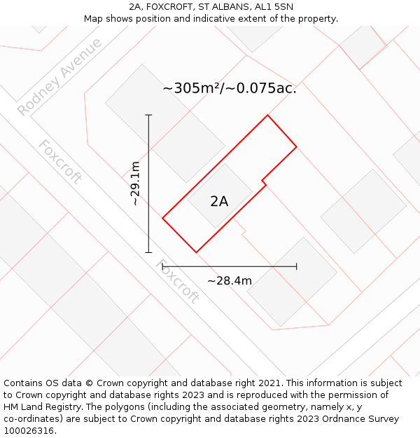 2A, FOXCROFT, ST ALBANS, AL1 5SN: Plot and title map