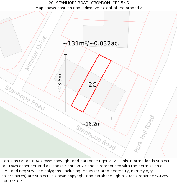 2C, STANHOPE ROAD, CROYDON, CR0 5NS: Plot and title map