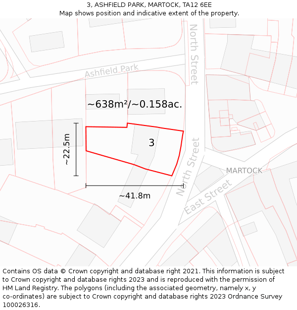 3, ASHFIELD PARK, MARTOCK, TA12 6EE: Plot and title map