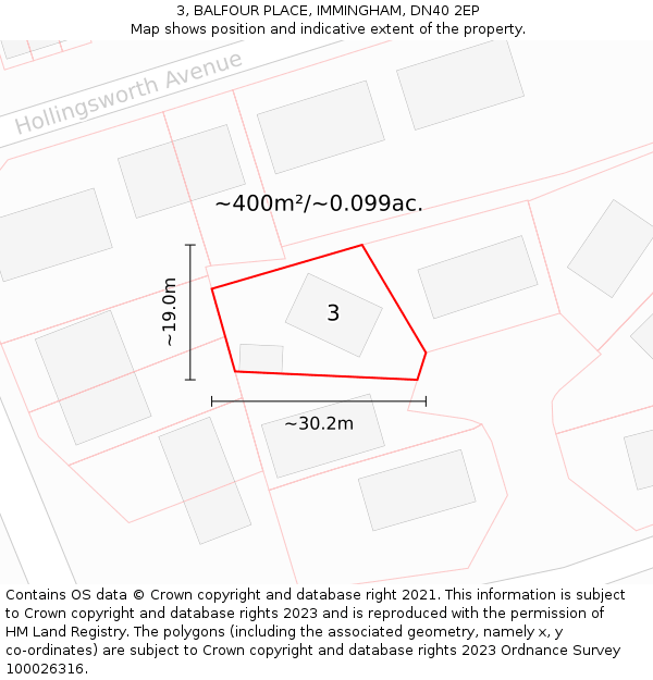 3, BALFOUR PLACE, IMMINGHAM, DN40 2EP: Plot and title map