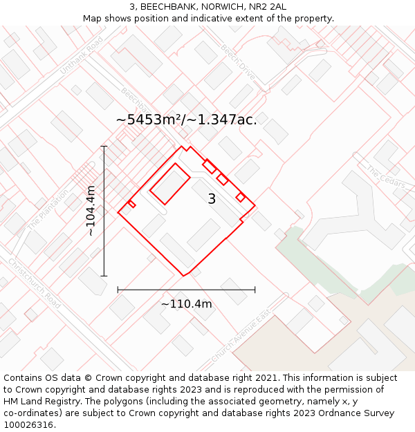 3, BEECHBANK, NORWICH, NR2 2AL: Plot and title map