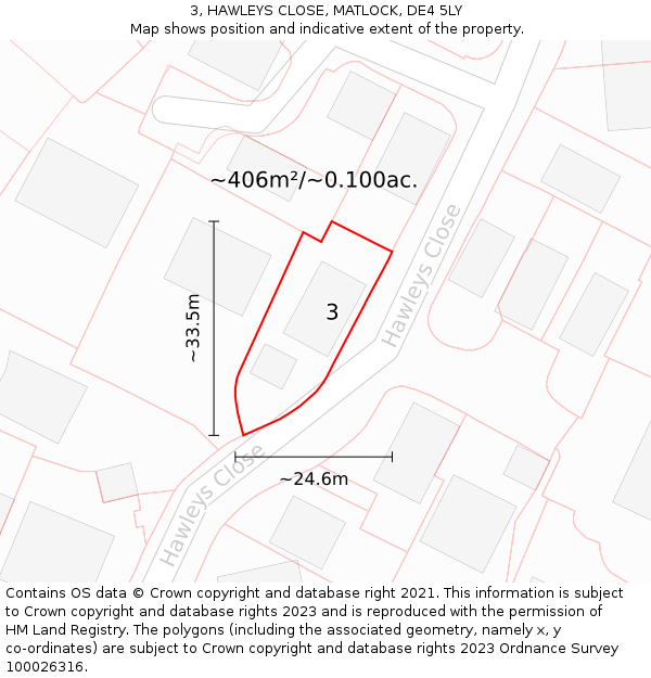 3, HAWLEYS CLOSE, MATLOCK, DE4 5LY: Plot and title map