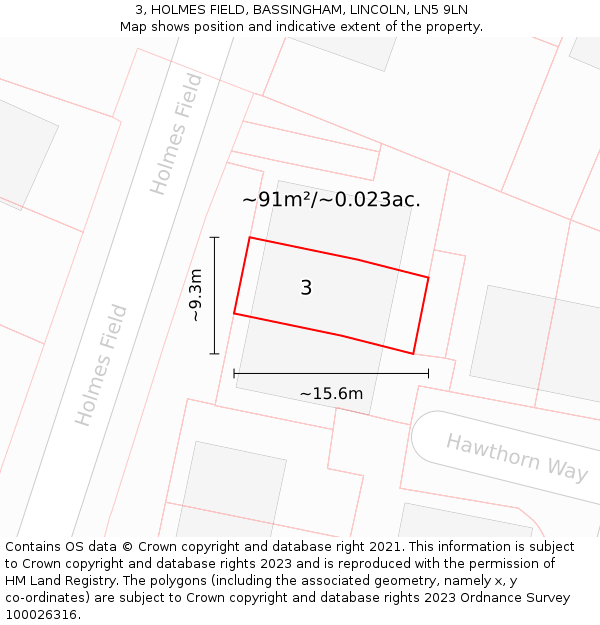 3, HOLMES FIELD, BASSINGHAM, LINCOLN, LN5 9LN: Plot and title map
