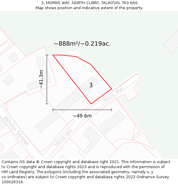 3, MORRIS WAY, NORTH CURRY, TAUNTON, TA3 6AS: Plot and title map