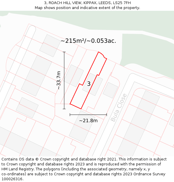 3, ROACH HILL VIEW, KIPPAX, LEEDS, LS25 7FH: Plot and title map
