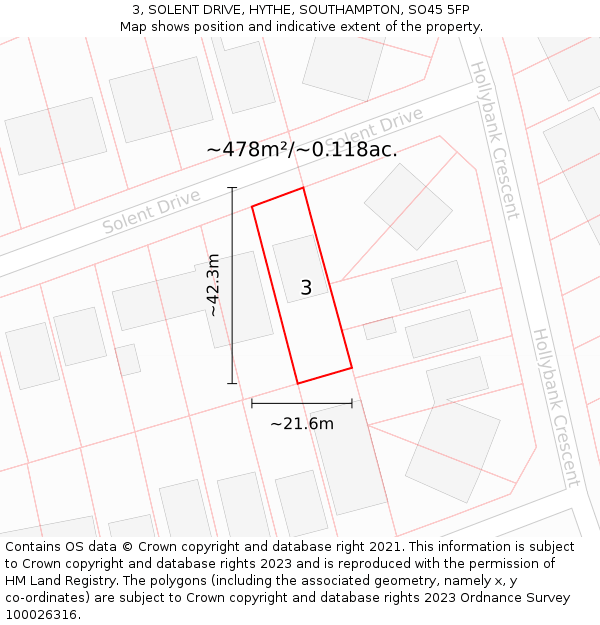 3, SOLENT DRIVE, HYTHE, SOUTHAMPTON, SO45 5FP: Plot and title map