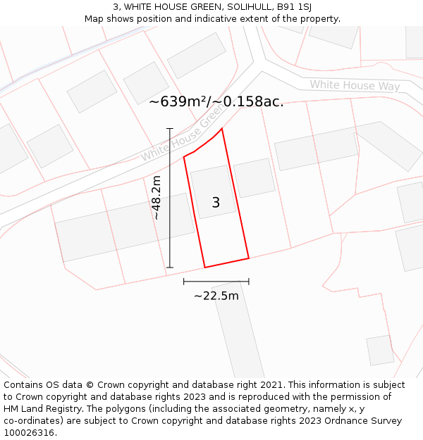 3, WHITE HOUSE GREEN, SOLIHULL, B91 1SJ: Plot and title map