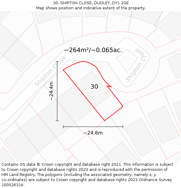 30, SHIPTON CLOSE, DUDLEY, DY1 2GE: Plot and title map