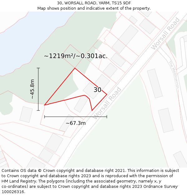 30, WORSALL ROAD, YARM, TS15 9DF: Plot and title map