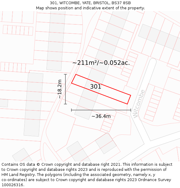 301, WITCOMBE, YATE, BRISTOL, BS37 8SB: Plot and title map
