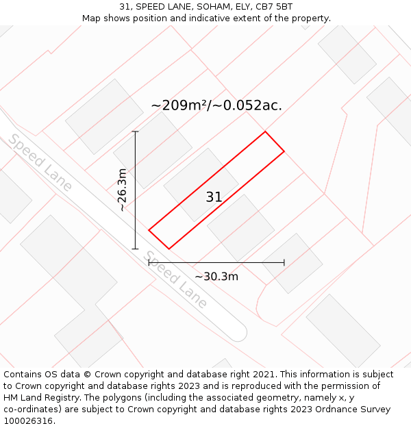 31, SPEED LANE, SOHAM, ELY, CB7 5BT: Plot and title map