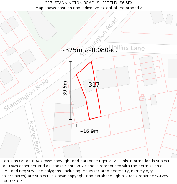 317, STANNINGTON ROAD, SHEFFIELD, S6 5FX: Plot and title map