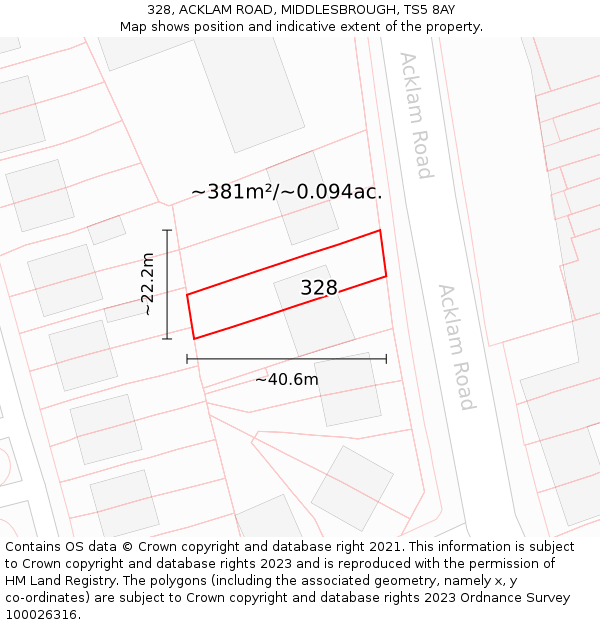328, ACKLAM ROAD, MIDDLESBROUGH, TS5 8AY: Plot and title map