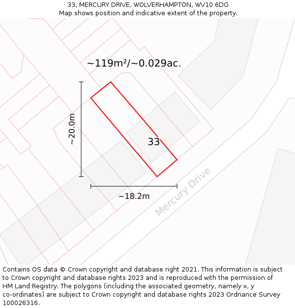 33, MERCURY DRIVE, WOLVERHAMPTON, WV10 6DG: Plot and title map