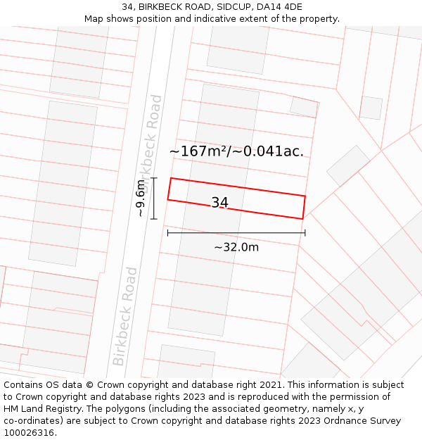 34, BIRKBECK ROAD, SIDCUP, DA14 4DE: Plot and title map