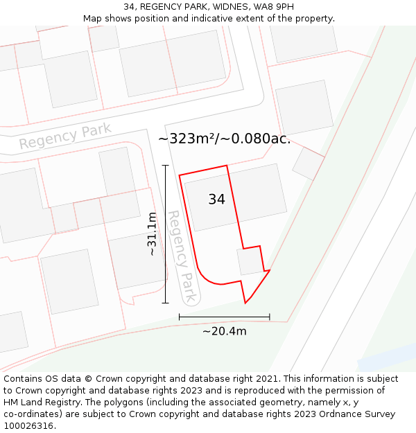 34, REGENCY PARK, WIDNES, WA8 9PH: Plot and title map