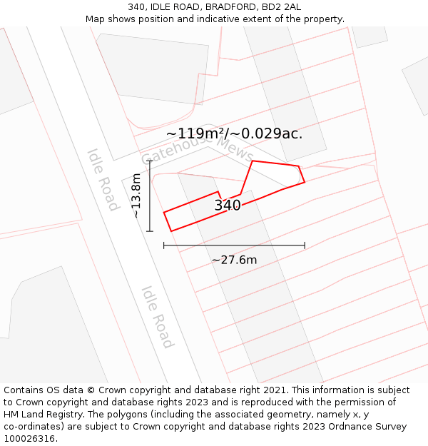 340, IDLE ROAD, BRADFORD, BD2 2AL: Plot and title map