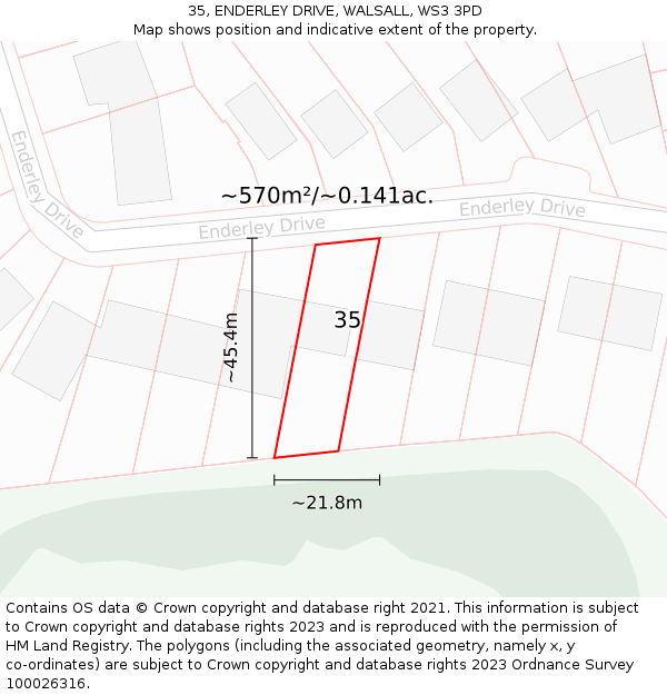 35, ENDERLEY DRIVE, WALSALL, WS3 3PD: Plot and title map