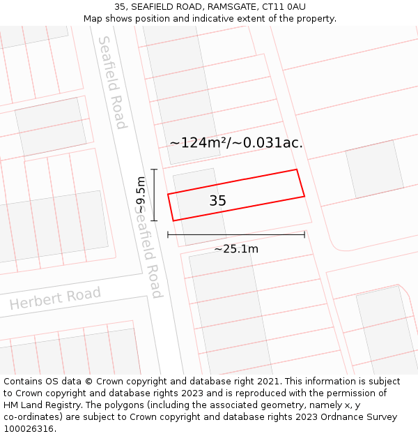 35, SEAFIELD ROAD, RAMSGATE, CT11 0AU: Plot and title map