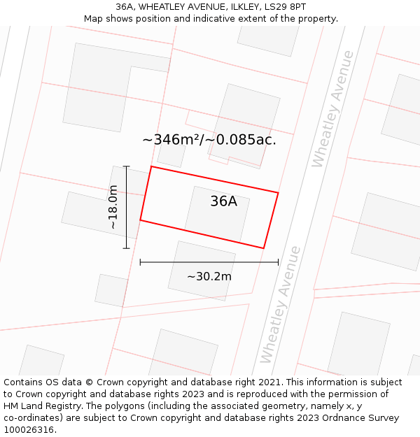 36A, WHEATLEY AVENUE, ILKLEY, LS29 8PT: Plot and title map