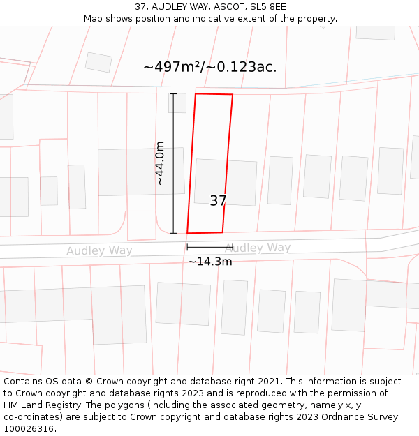 37, AUDLEY WAY, ASCOT, SL5 8EE: Plot and title map