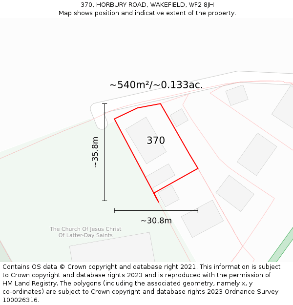 370, HORBURY ROAD, WAKEFIELD, WF2 8JH: Plot and title map