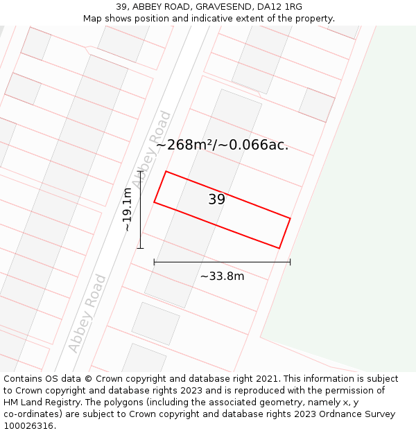 39, ABBEY ROAD, GRAVESEND, DA12 1RG: Plot and title map