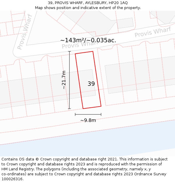 39, PROVIS WHARF, AYLESBURY, HP20 1AQ: Plot and title map