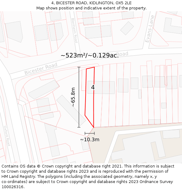 4, BICESTER ROAD, KIDLINGTON, OX5 2LE: Plot and title map
