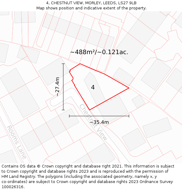 4, CHESTNUT VIEW, MORLEY, LEEDS, LS27 9LB: Plot and title map