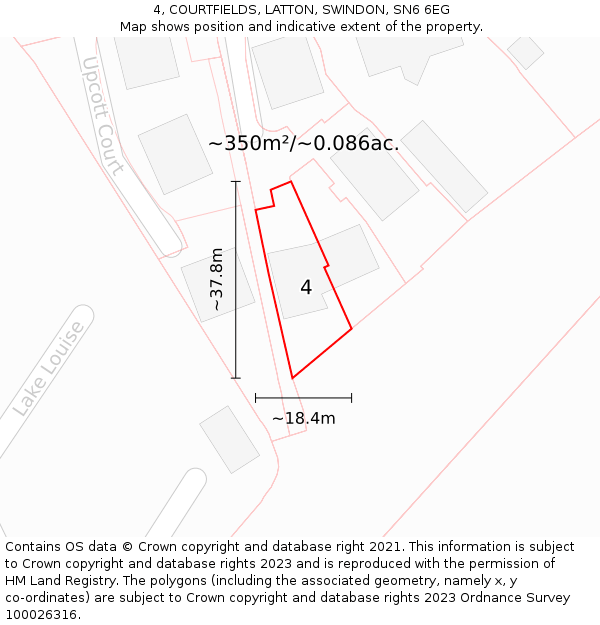 4, COURTFIELDS, LATTON, SWINDON, SN6 6EG: Plot and title map