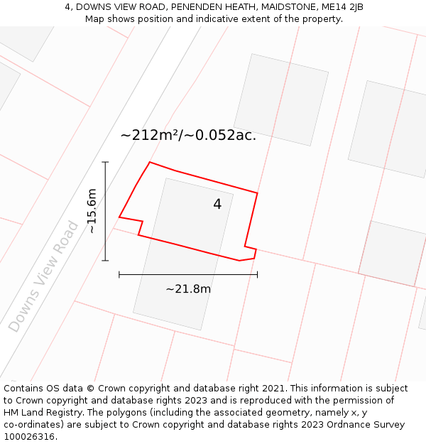 4, DOWNS VIEW ROAD, PENENDEN HEATH, MAIDSTONE, ME14 2JB: Plot and title map