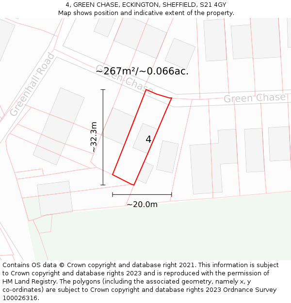 4, GREEN CHASE, ECKINGTON, SHEFFIELD, S21 4GY: Plot and title map