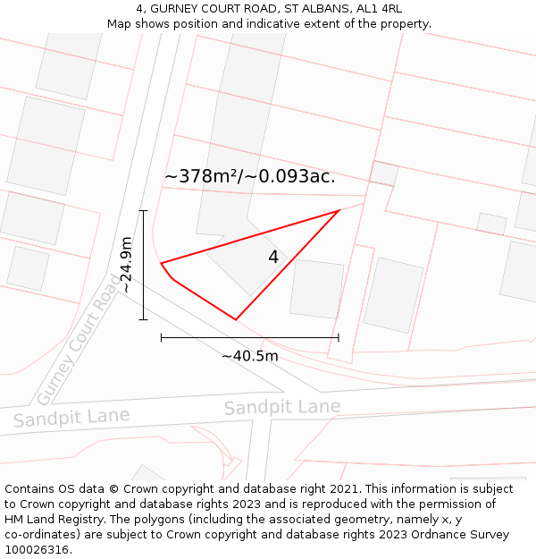4, GURNEY COURT ROAD, ST ALBANS, AL1 4RL: Plot and title map