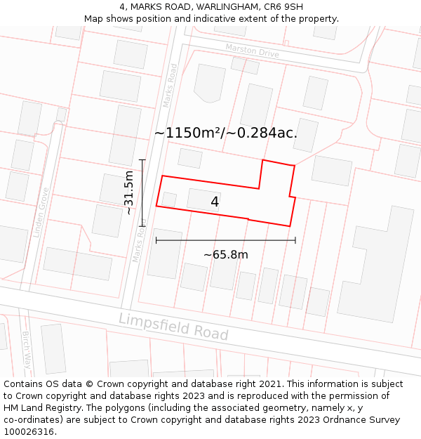 4, MARKS ROAD, WARLINGHAM, CR6 9SH: Plot and title map
