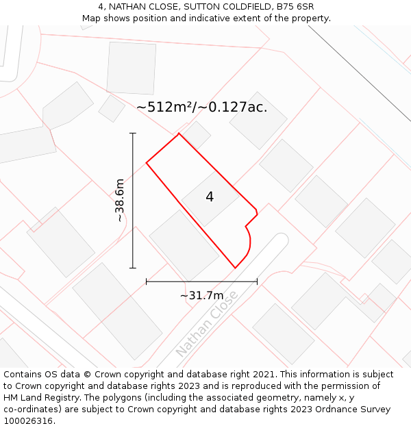 4, NATHAN CLOSE, SUTTON COLDFIELD, B75 6SR: Plot and title map